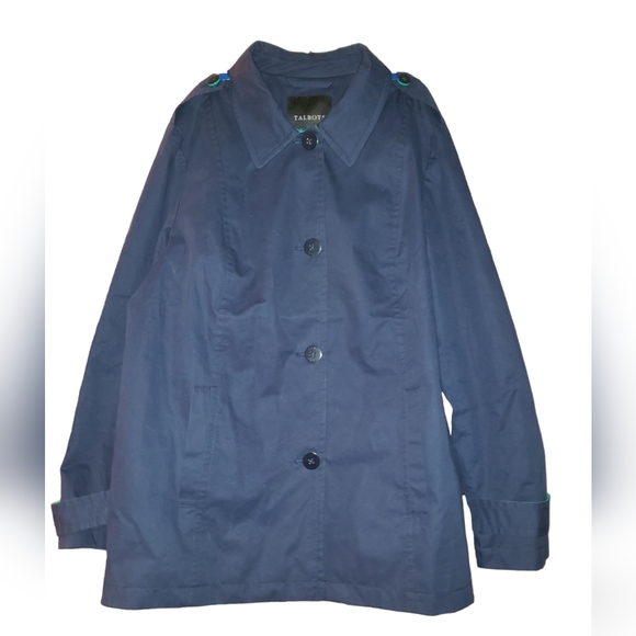 Talbots Twill Button Down Trench Coat Style Sz. XL - Picture 5 of 6